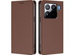 Custodia Per Xiaomi 15S Pro, Flip Cover In Finto Cuoio Antiurto Magnetica Con Supporto Marrone