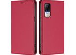 Custodia Per Xiaomi Civi 1S, Flip Cover In Finto Cuoio Antiurto Magnetica Con Supporto Rosso