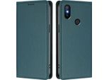 Custodia In Pelle Per Xiaomi Mi A2 (Mi 6X), Custodia Magnetica In Finto Cuoio Con Supporto Verde