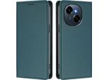 Custodia Per Tecno Spark Go 1 /Go 1S/Pop 9 4G, Flip Cover In Finto Cuoio Antiurto Magnetica Con Supporto Verde