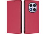 Custodia In Pelle Per Xiaomi Poco X7/Redmi Note 14 Pro 5G/14 Pro+ 5G, Custodia Magnetica In Finto Cuoio Con Supporto Rosso