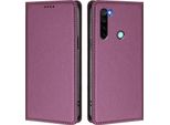 Custodia In Pelle Per Xiaomi Redmi Note 8, Custodia Magnetica In Finto Cuoio Con Supporto Viola