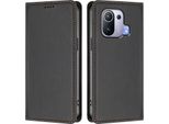 Custodia Per Xiaomi Mi 11 Pro, Flip Cover In Finto Cuoio Antiurto E Magnetica Con Supporto Nero