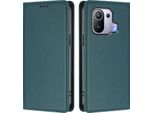 Custodia Per Xiaomi Mi 11 Pro, Flip Cover In Finto Cuoio Antiurto E Magnetica Con Supporto Verde