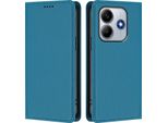 Custodia Per Xiaomi Redmi Note 14 4G, Custodia Magnetica Antiurto Con Supporto In Finto Cuoio Flip Cover Blu
