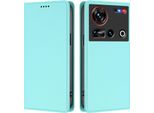 Custodia Per Telefono Cellulare Per Zte Nubia Z70 Ultra/Z70S Ultra, Flip Cover In Finto Cuoio Antiurto Magnetica Con Supporto Turchese