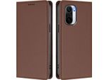 Custodia In Pelle Per Xiaomi Poco F3/Redmi K40/K40 Pro, Custodia Flip Magnetica In Finto Cuoio Con Supporto Marrone