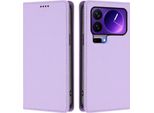 Custodia Per Xiaomi 17 Pro, Flip Cover In Finto Cuoio Antiurto E Magnetica Con Supporto Viola