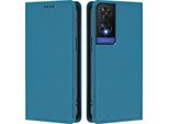 Custodia Per Telefono Cellulare Per Tcl 505, Flip Cover In Finto Cuoio Antiurto Custodia Magnetica Con Supporto Blu