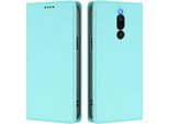 Custodia Per Xiaomi Redmi 8/Redmi 8A, Flip Cover In Finto Cuoio Antiurto Magnetica Con Supporto Turchese