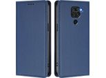 Custodia Per Xiaomi Redmi Note 9 4G, Flip Cover In Finto Cuoio Antiurto Magnetica Con Supporto Blu Scuro