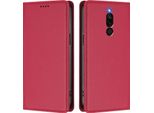 Custodia Per Xiaomi Redmi 8/Redmi 8A, Flip Cover In Finto Cuoio Antiurto Magnetica Con Supporto Rosso