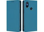 Custodia In Pelle Per Xiaomi Mi A2 (Mi 6X), Flip Case Magnetico In Finto Cuoio Con Supporto Lake Blu