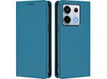 Custodia Per Xiaomi Redmi Note 13 Pro 5G, Flip Cover In Finto Cuoio Antiurto Magnetica Con Supporto Blu
