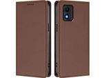 Custodia Per Telefono Cellulare Per Tcl 303, Flip Cover In Finto Cuoio Antiurto Magnetica Con Supporto Marrone