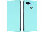 Custodia Per Xiaomi Redmi 6/Redmi 6A, Flip Cover In Finto Cuoio Antiurto Magnetica Con Supporto Turchese