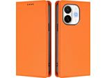 Custodia In Pelle Per Tecno Spark 30C 5G/Pop 9 5G, Custodia Flip Magnetica In Finto Cuoio Con Supporto Arancione
