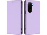 Custodia Per Xiaomi Poco M7 4G, Custodia Magnetica Antiurto Con Supporto In Finto Cuoio Flip Cover Viola