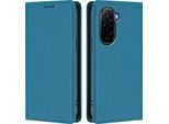 Custodia Per Xiaomi Poco M7 4G, Custodia Magnetica Antiurto Con Supporto In Finto Cuoio Flip Cover Blu