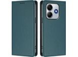 Custodia In Pelle Per Xiaomi Redmi Note 14 4G, Custodia Flip Magnetica In Finto Cuoio Con Supporto Verde