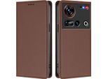 Custodia Per Telefono Cellulare Per Zte Nubia Z70 Ultra/Z70S Ultra, Flip Cover In Finto Cuoio Antiurto Magnetica Con Supporto Marrone