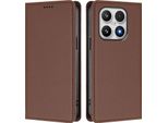 Custodia Per Xiaomi 17, Flip Cover In Finto Cuoio Antiurto Magnetica Con Supporto Marrone