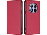 Custodia Per Xiaomi Redmi Note 15 Pro 4G, Flip Cover In Finto Cuoio Antiurto E Magnetica Con Supporto Rosso