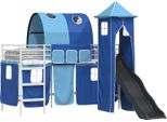 Vidaxl Letto A Soppalco Per Bambini Bianco E Blu 74,5 X 190 Cm Metallo