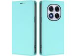 Custodia Per Xiaomi Redmi Note 14 Pro 4G, Flip Cover In Finto Cuoio Antiurto Magnetica Con Supporto Turchese