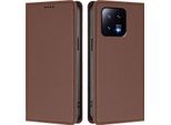 Custodia In Pelle Per Xiaomi 13, Flip Case Magnetico In Finto Cuoio Con Supporto Marrone