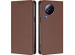 Custodia In Pelle Per Xiaomi Civi 3, Custodia Magnetica In Finto Cuoio Con Supporto Marrone