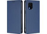 Custodia In Pelle Per Xiaomi Mi 10 Lite, Flip Case Magnetico In Finto Cuoio Con Supporto Blu Scuro