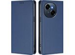 Custodia In Pelle Per Tecno Spark Go 1 /Go 1S/Pop 9 4G, Custodia Flip Magnetica In Finto Cuoio Con Supporto Blu Scuro