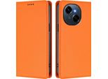Custodia In Pelle Per Tecno Spark Go 1 /Go 1S/Pop 9 4G, Custodia Flip Magnetica In Finto Cuoio Con Supporto Arancione