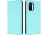 Custodia Per Xiaomi Poco F3/Redmi K40/K40 Pro, Flip Cover In Finto Cuoio Antiurto Magnetica Con Supporto Turchese