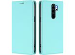 Custodia Per Xiaomi Redmi Note 8 Pro, Flip Cover In Finto Cuoio Antiurto Magnetica Con Supporto Turchese