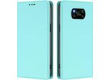 Custodia Per Xiaomi Poco X3/Poco X3 Nfc/Poco X3 Pro, Flip Cover In Finto Cuoio Antiurto Magnetica Con Supporto Turchese