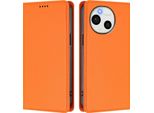 Custodia In Pelle Per Sharp Aquos Sense9 Plus, Custodia Magnetica In Finto Cuoio Con Supporto Arancione