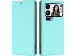 Custodia Per Xiaomi 17 Pro Max, Flip Cover In Finto Cuoio Antiurto E Magnetica Con Supporto Turchese