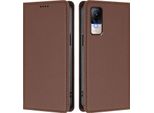 Custodia In Pelle Per Xiaomi Civi 1S, Custodia Magnetica In Finto Cuoio Con Supporto Marrone