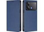 Custodia In Pelle Per Xiaomi Poco X6 Neo, Custodia Magnetica In Finto Cuoio Con Supporto Blu Scuro