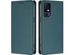 Custodia Per Telefono Cellulare Per Tcl 40 Xl, Flip Cover In Finto Cuoio Antiurto Magnetica Con Supporto Verde