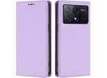 Custodia In Pelle Per Xiaomi Poco X6 Pro, Custodia Magnetica In Finto Cuoio Con Supporto Viola Chiaro