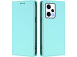 Custodia Per Xiaomi Poco X5 Pro/Redmi Note 12 Pro 5G, Flip Cover In Finto Cuoio Antiurto Magnetica Con Stand Turchese