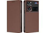 Custodia Per Telefono Cellulare Per Zte Nubia Z60 Ultra, Flip Cover In Finto Cuoio Antiurto Magnetica Con Supporto Marrone