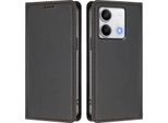 Custodia Per Xiaomi Redmi Note 13 5G, Flip Cover In Finto Cuoio Antiurto Magnetica Con Supporto Nero
