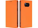 Custodia In Pelle Per Xiaomi Poco X3/Poco X3 Nfc/Poco X3 Pro, Custodia Flip Magnetica In Finto Cuoio Con Supporto Arancione
