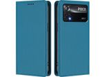 Custodia In Pelle Per Xiaomi Poco X4 Pro 5G, Flip Case Magnetico In Finto Cuoio Con Supporto Lake Blu