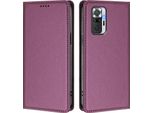 Custodia Per Xiaomi Redmi Note 10 Pro/Note 10 Pro Max, Flip Cover In Finto Cuoio Antiurto Magnetica Con Supporto Viola