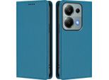 Custodia In Pelle Per Xiaomi Poco M6 Pro 4G/Redmi Note 13 Pro 4G, Custodia Flip Magnetica In Finto Cuoio Con Supporto Lake Blu